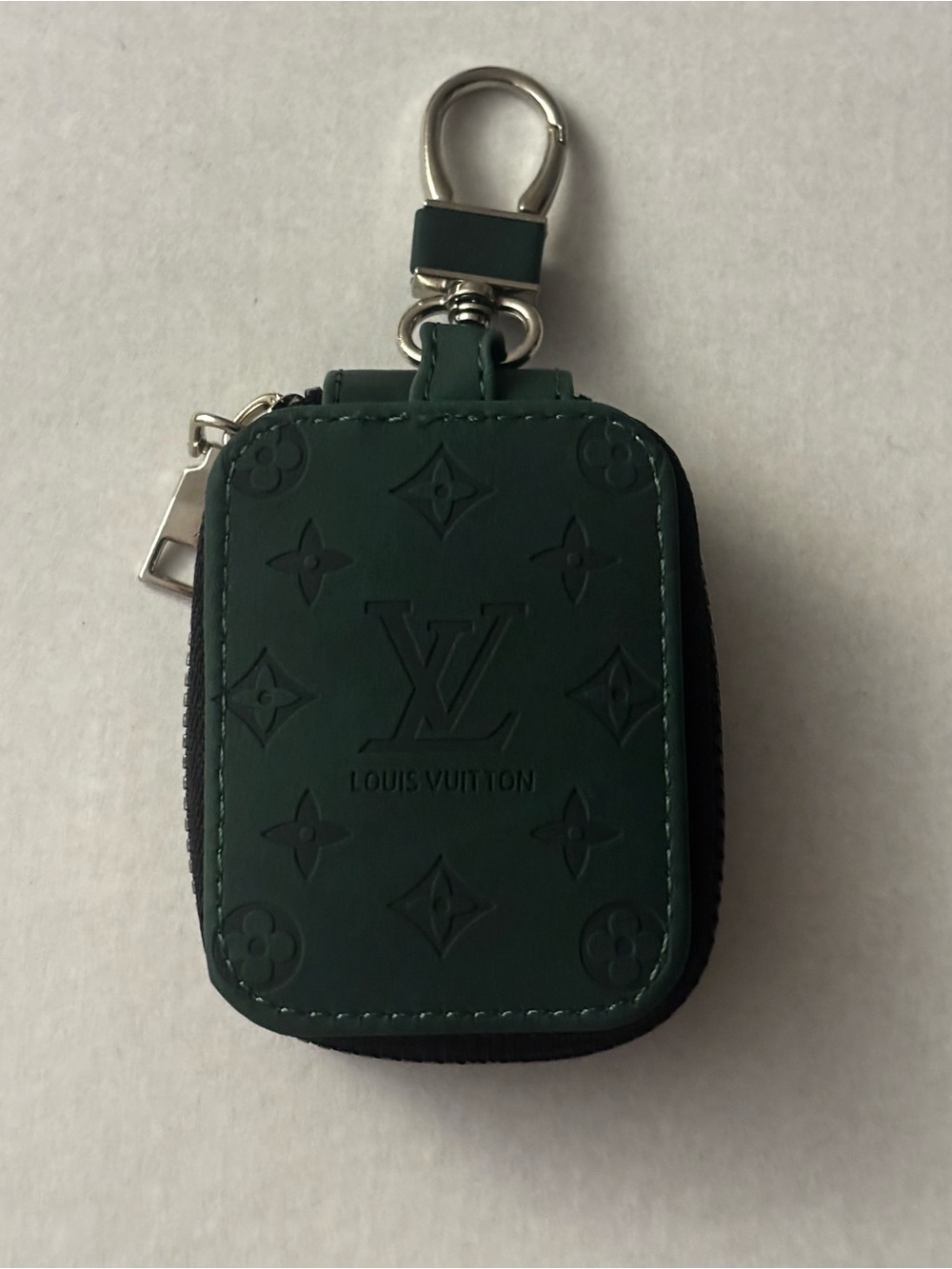 Dark Green Monogram Key Pouch with Clip